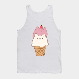 Ice cream cat strawberry and vanilla Tank Top